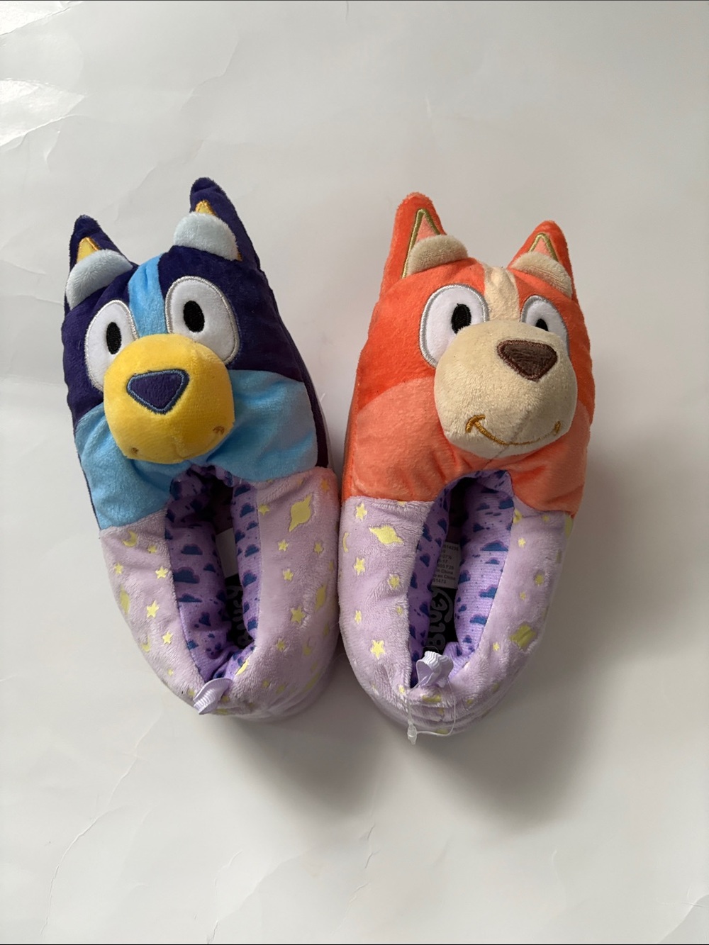 Kid's Plush Character Slippers - Blue & Orange